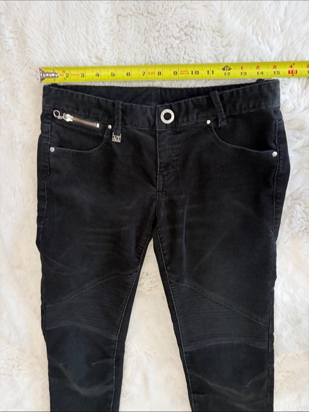 Armani Exchange,Black Women’s Moto Skinny Corduroy,Size 4. - Picture 15 of 17